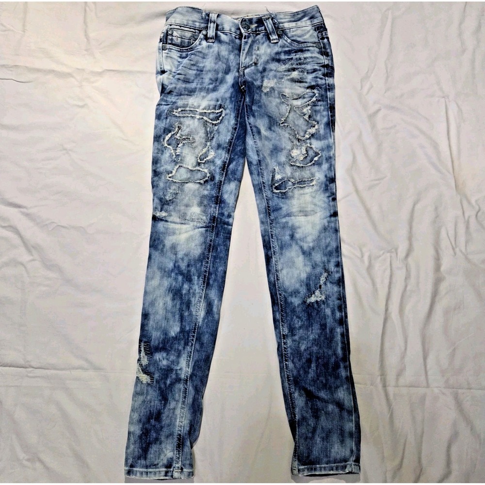 Affliction DPSR Raquel Skinny Women's Jeans Sz 25 Tie Dye Distressed Cloud Y2K